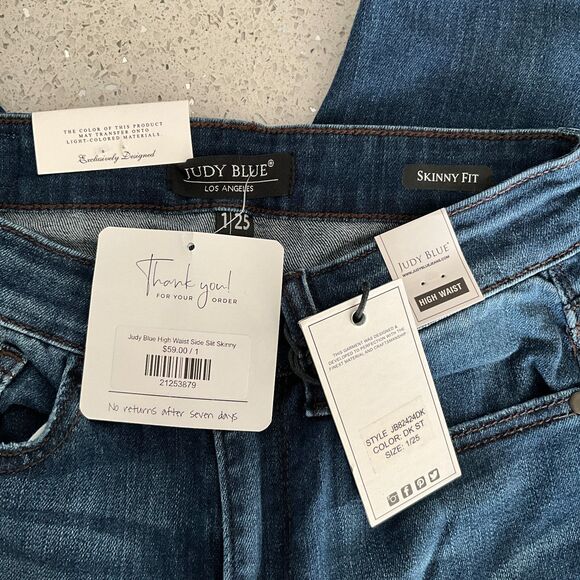 Judy Blue Bloom High Rise Jeans Skinny Fit Side Slit 25 - Picture 3 of 8